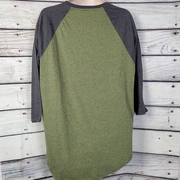 Carbon Men’s XXL Longer Length Green Striped Raglan Baseball Tee 3/4 Sleeve - Picture 3 of 5